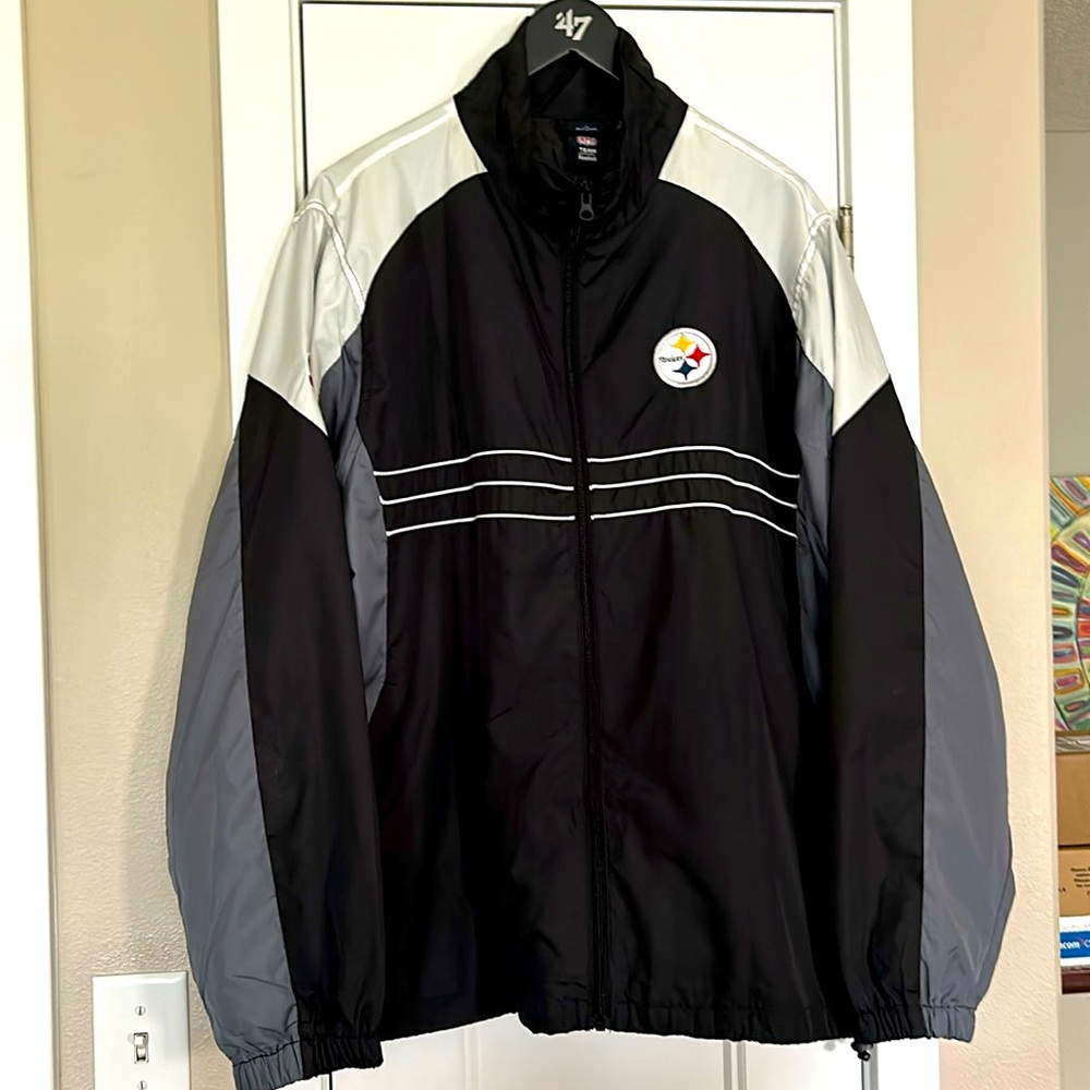 Reebok Pittsburgh Steelers Men’s Jacket/Windbreaker L Black Golf Outerwear